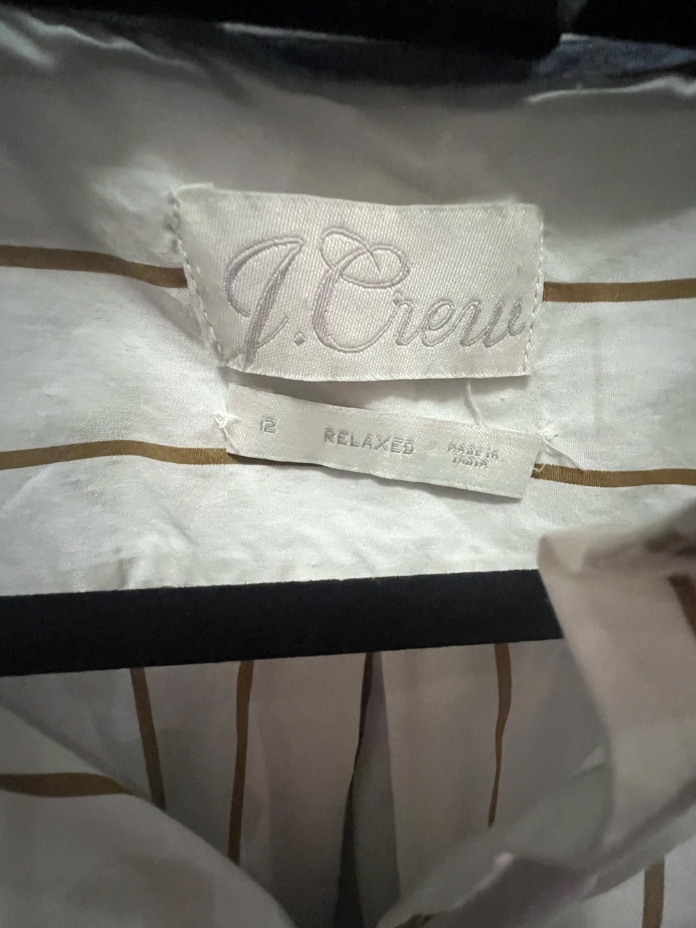 Vintage J. Crew White Button-Down Shirt with Brown Pinstripes - Picture 4 of 7